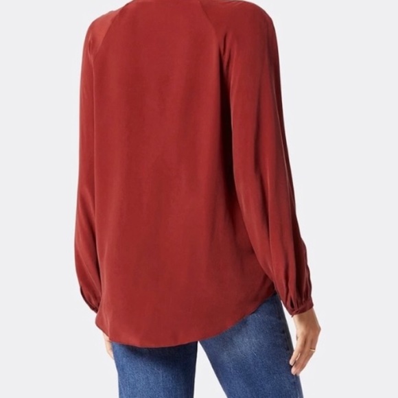 Joie Shariana Long Sleeve Silk Top Russet Brown Size Small - Picture 2 of 9